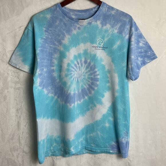 Simply Southern Tye Dye Ocean Large Cotton Visco Girl Tee - Picture 2 of 7